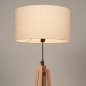 Foto 31480-2: Houten vloerlamp met beige linnen kap rond