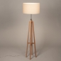 Foto 31480-4: Houten vloerlamp met beige linnen kap rond