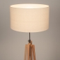 Foto 31480-5: Houten vloerlamp met beige linnen kap rond