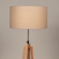 Foto 31481-7: Houten vloerlamp met taupe linnen kap rond 