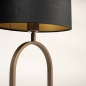 Foto 31483-6: Stilvolle Tischleuchte in Bronze mit ovalem Samtschirm in Schwarz mit Gold 