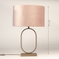 Foto 31484-1: Stilvolle Tischlampe in Bronze mit ovalem Samtschirm in Rosa mit Gold 
