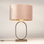 Foto 31484-2: Stilvolle Tischlampe in Bronze mit ovalem Samtschirm in Rosa mit Gold 