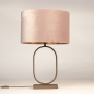 Foto 31484-3: Stilvolle Tischlampe in Bronze mit ovalem Samtschirm in Rosa mit Gold 