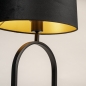 Foto 31485-5: Schwarze Tischleuchte mit ovalem Samtschirm in Schwarz und Gold 