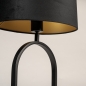 Foto 31485-6: Schwarze Tischleuchte mit ovalem Samtschirm in Schwarz und Gold 