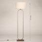 Foto 31494-12: Opvallende vloerlamp in brons met beige linnen kap rond E27