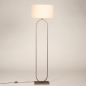 Foto 31494-2: Opvallende vloerlamp in brons met beige linnen kap rond E27
