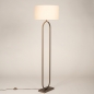 Foto 31494-3: Opvallende vloerlamp in brons met beige linnen kap rond E27