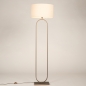 Foto 31494-5: Opvallende vloerlamp in brons met beige linnen kap rond E27