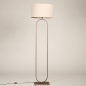 Foto 31494-6: Opvallende vloerlamp in brons met beige linnen kap rond E27