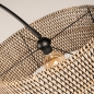 Foto 31502-11: Zwarte staande booglamp met ronde gevlochten bamboe kap 