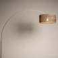 Foto 31504-6: Beige booglamp met ronde bamboe kap in naturel met zwart 