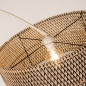 Foto 31504-9: Beige booglamp met ronde bamboe kap in naturel met zwart 