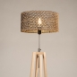 Foto 31507-11: Houten vloerlamp tripod met ronde kap van bamboe in naturel met zwart