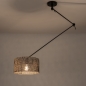 Foto 31509-2: Zwarte knikarm hanglamp verstelbaar met ronde bamboe kap 