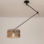 Foto 31509-5: Zwarte knikarm hanglamp verstelbaar met ronde bamboe kap 