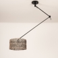 Foto 31509-7: Zwarte knikarm hanglamp verstelbaar met ronde bamboe kap 