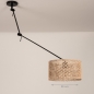 Foto 31510-1: Zwarte knikarm hanglamp verstelbaar met ronde bamboe kap 