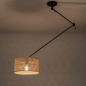 Foto 31510-2: Zwarte knikarm hanglamp verstelbaar met ronde bamboe kap 