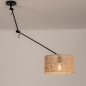 Foto 31510-3: Zwarte knikarm hanglamp verstelbaar met ronde bamboe kap 