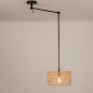 Foto 31510-4: Zwarte knikarm hanglamp verstelbaar met ronde bamboe kap 