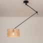 Foto 31510-5: Zwarte knikarm hanglamp verstelbaar met ronde bamboe kap 