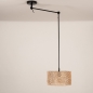 Foto 31510-6: Zwarte knikarm hanglamp verstelbaar met ronde bamboe kap 