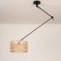 Foto 31510-7: Zwarte knikarm hanglamp verstelbaar met ronde bamboe kap 