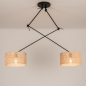 Foto 31512-3: Zwarte dubbele hanglamp met verstelbare knikarmen en ronde kappen van bamboe