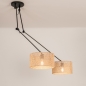 Foto 31512-4: Zwarte dubbele hanglamp met verstelbare knikarmen en ronde kappen van bamboe
