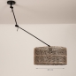 Foto 31513-1: Zwarte knikarm hanglamp verstelbaar met ronde bamboe kap 