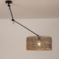 Foto 31513-3: Zwarte knikarm hanglamp verstelbaar met ronde bamboe kap 