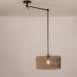 Foto 31513-4: Zwarte knikarm hanglamp verstelbaar met ronde bamboe kap 