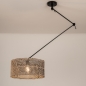 Foto 31513-5: Zwarte knikarm hanglamp verstelbaar met ronde bamboe kap 