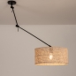Foto 31514-3: Zwarte knikarm hanglamp verstelbaar met ronde bamboe kap 