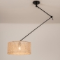 Foto 31514-5: Zwarte knikarm hanglamp verstelbaar met ronde bamboe kap 