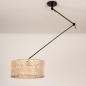 Foto 31514-7: Zwarte knikarm hanglamp verstelbaar met ronde bamboe kap 