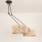 Foto 31516-7: Verstelbare hanglamp in zwart met twee bamboe kappen 