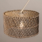 Foto 31517-8: Beige knikarm verstelbare hanglamp met bamboe kap in naturel en zwart