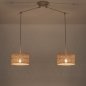 Foto 31520-2: Beige hanglamp verstelbaar met twee ronde kappen van bamboe 