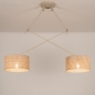 Foto 31520-3: Beige hanglamp verstelbaar met twee ronde kappen van bamboe 