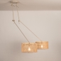Foto 31520-4: Beige hanglamp verstelbaar met twee ronde kappen van bamboe 