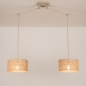 Foto 31520-5: Beige hanglamp verstelbaar met twee ronde kappen van bamboe 