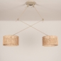 Foto 31520-6: Beige hanglamp verstelbaar met twee ronde kappen van bamboe 