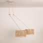 Foto 31520-7: Beige hanglamp verstelbaar met twee ronde kappen van bamboe 