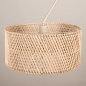 Foto 31522-11: Beige verstelbare hanglamp met ronde bamboe kap E27