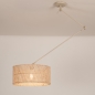 Foto 31522-5: Beige verstelbare hanglamp met ronde bamboe kap E27