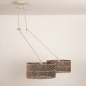 Foto 31523-7: Verstelbare dubbele hanglamp in beige met grote kappen van bamboe