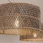 Foto 31523-8: Verstelbare dubbele hanglamp in beige met grote kappen van bamboe